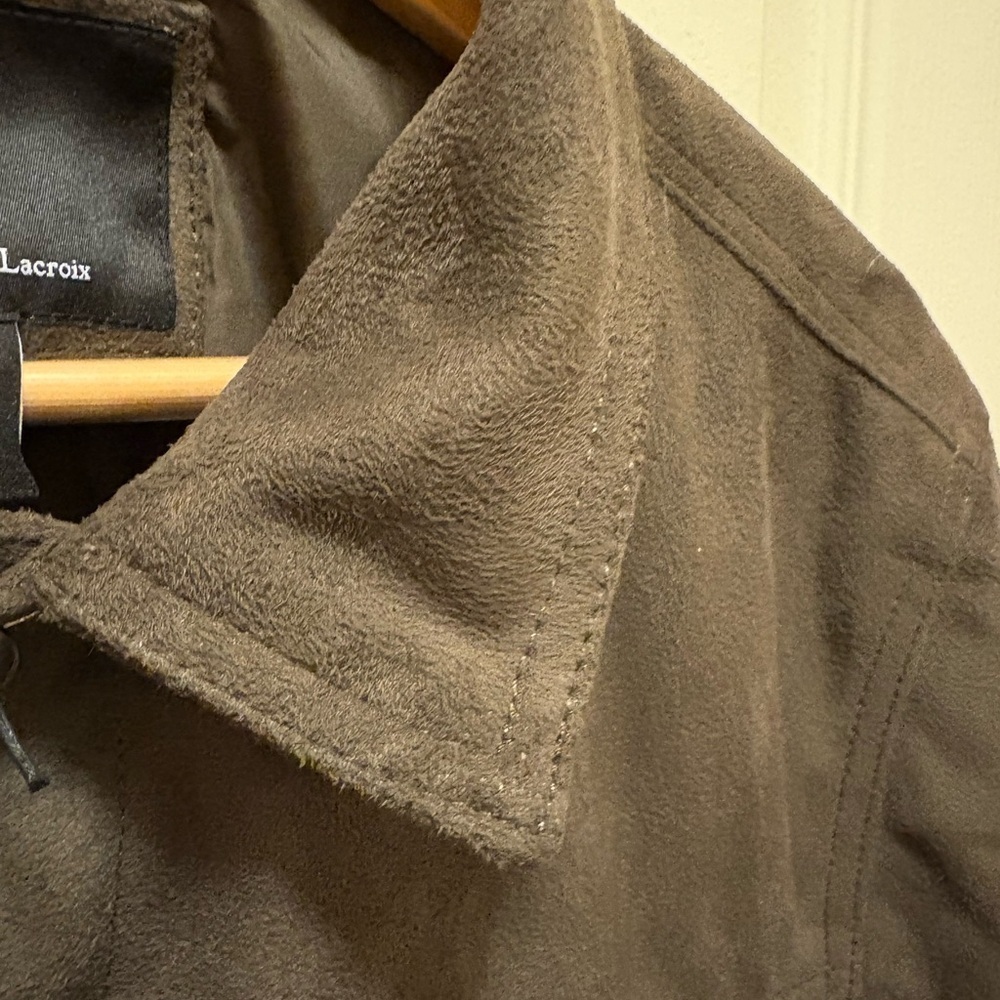 CXL by Christian Lacroix Men’s Faux Suede Brown Snap-Front Jacket Size Large NWT - Picture 7 of 14